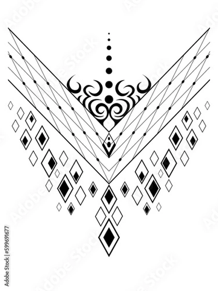 Obraz Geometric pattern design - Intricate, decorative and ornamental illustration in black and white 
