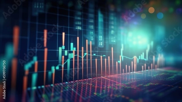 Fototapeta stock market investment graph on financial numbers abstract background, concept of business investment and crypto currency