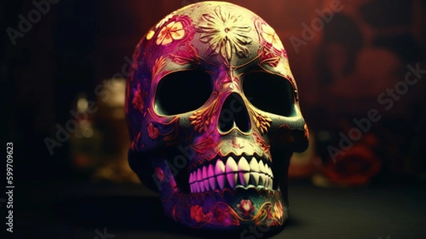 Obraz Sugar Skull (Calavera) to celebrate Mexico's Day of the Dead. Generated AI