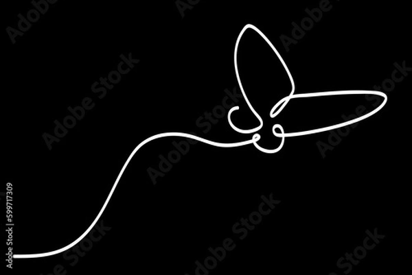 Fototapeta vector simple single or one continuous fly butterfly