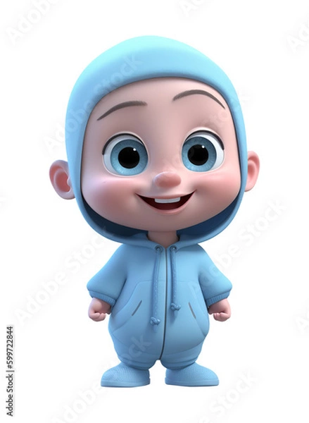 Obraz cute baby 3d character with smiling face expression