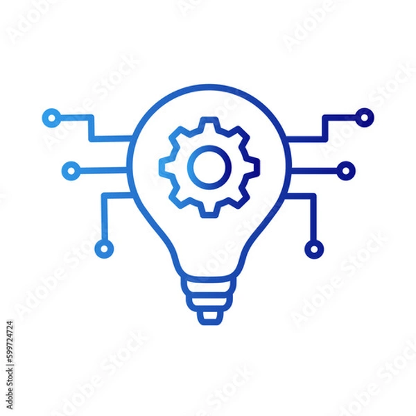 Obraz Digital light technology icon with blue gradient outline style. innovation, blue, futuristic, isolated, phone, color, data. Vector Illustration