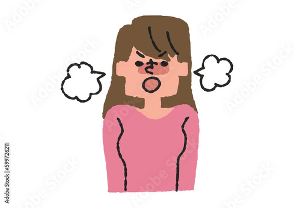 Fototapeta イライラがおさまらない女性のイラスト素材