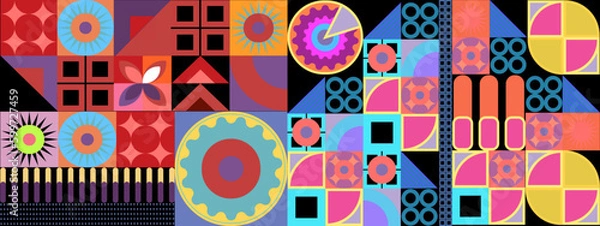 Fototapeta Vector flat geometric background mozaik colorful colourful