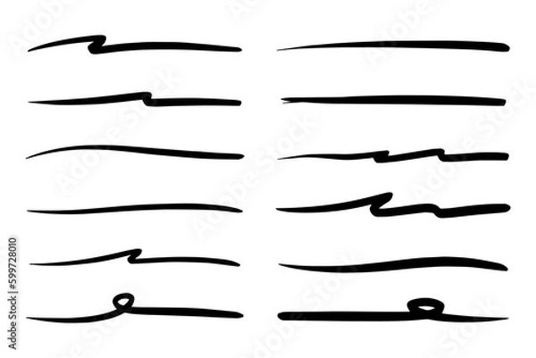 Obraz Vector set of hand drawn underline.