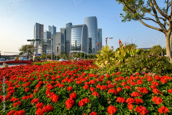 Fototapeta Urban road greening
