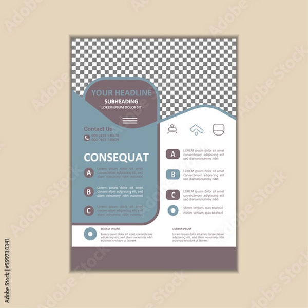 Fototapeta Vector A4 Size Corporate Business Flyer Design Template with bleed.