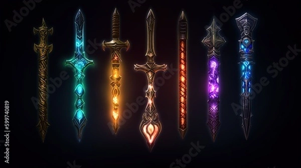 Obraz Magical weapon, sword  set
