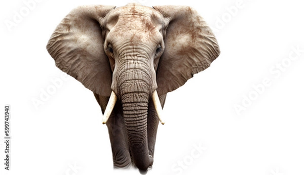 Obraz  Elephant isolated on transparent background. 3D rendering.