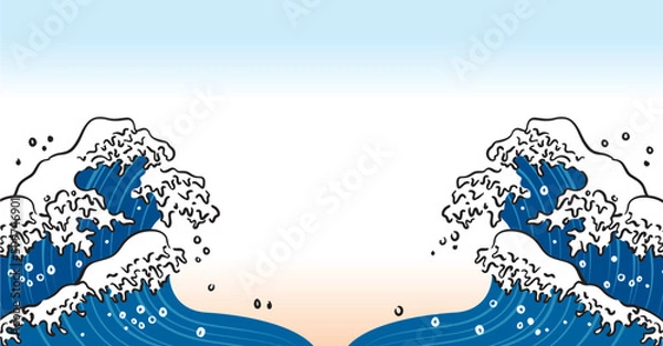 Fototapeta 海　波　横長背景イラスト素材
