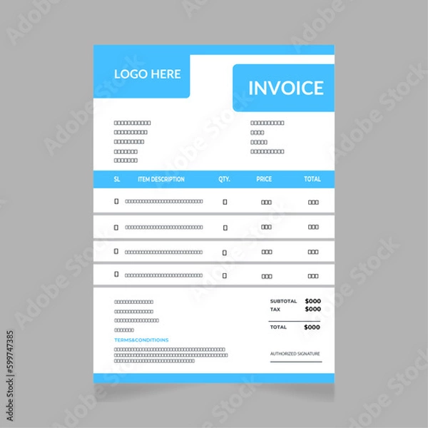 Obraz Corporate creative invoice design.