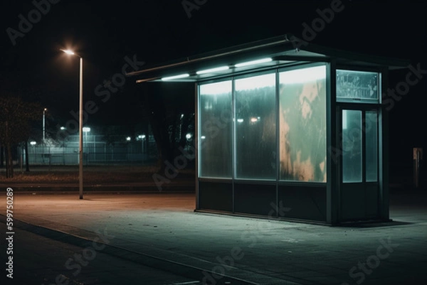 Fototapeta outdoor empty panel with lights, generative ai