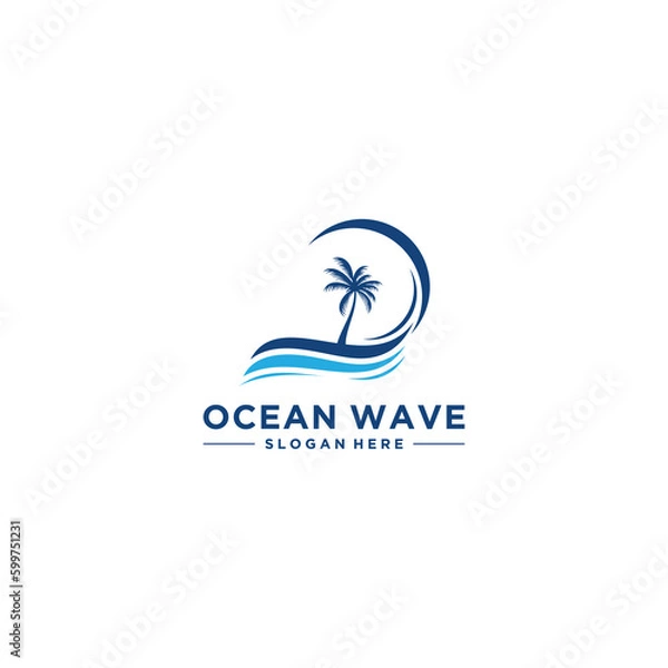 Fototapeta ocean wave logo template vector in white background