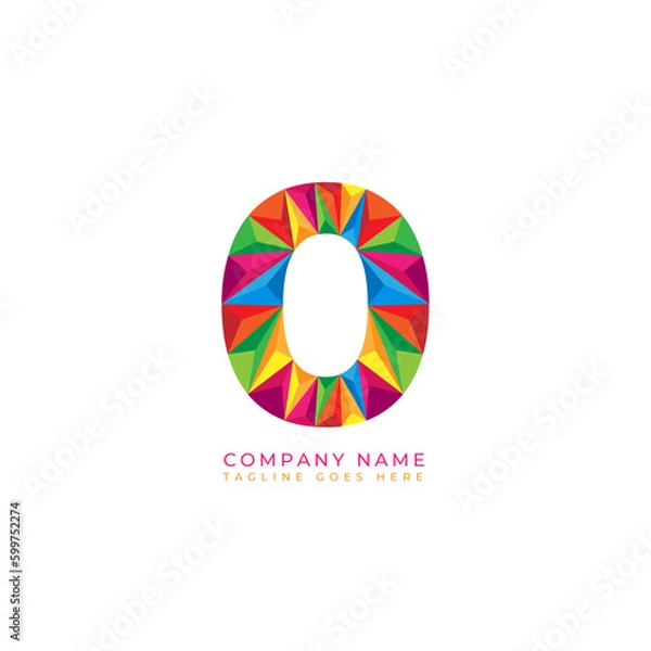 Obraz Colorful letter o logo design for business company in low poly art style