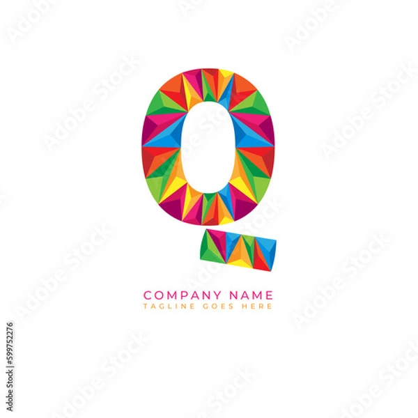 Obraz Colorful letter q logo design for business company in low poly art style