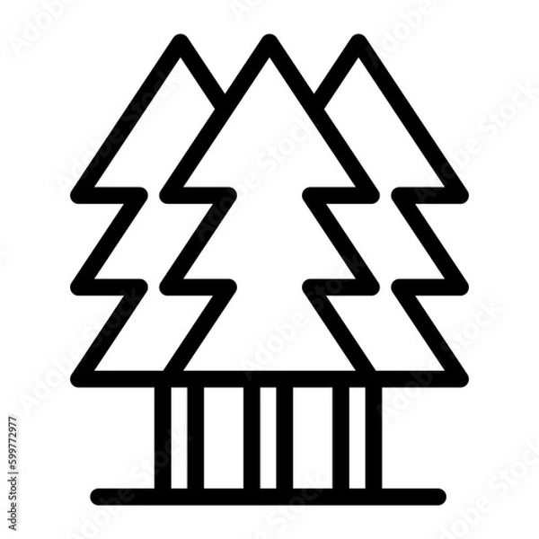 Fototapeta pine tree line icon