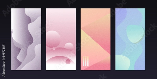 Fototapeta Set of four abstract backgrounds. Contemporary modern trendy vector illustrations. Every background with pastel colors