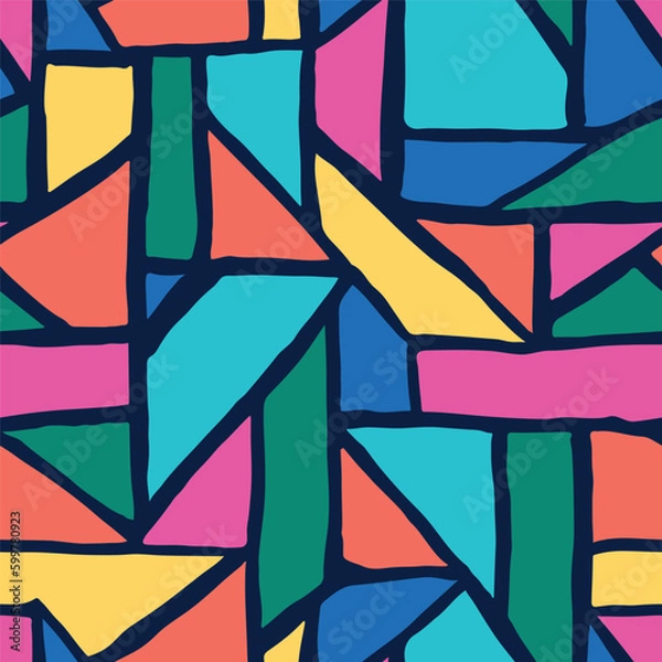 Obraz Seamless abstract hand drawn geometric pattern in bright colors
