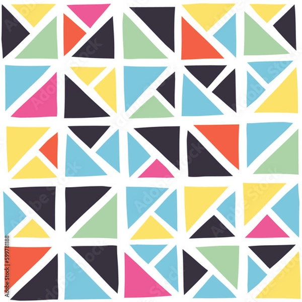 Fototapeta Seamless geometric pattern with color triangles