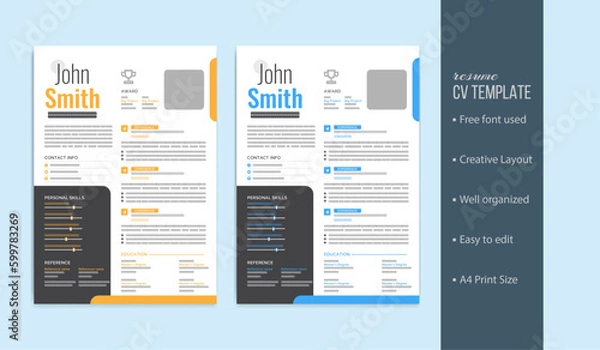 Obraz Cv resume  design template 