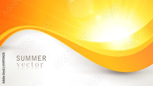 Fototapeta Vector summer sun with wavy pattern and lens flare