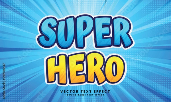 Fototapeta Super Hero 3d Vector editable text effect with background