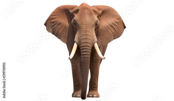 Obraz Elephant isolated on transparent background. 3D rendering.
