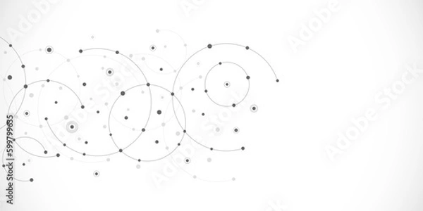 Obraz Abstract geometric background with plexus circles. Vector illustration of minimalistic design