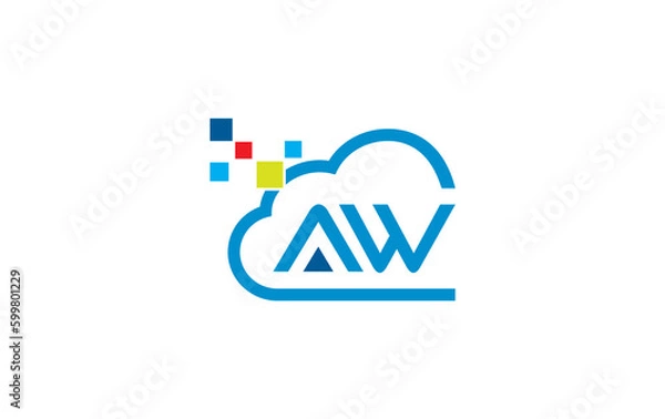 Fototapeta Cloud technology logo and Cloud Tech monogram Template and science and technology logo with letters