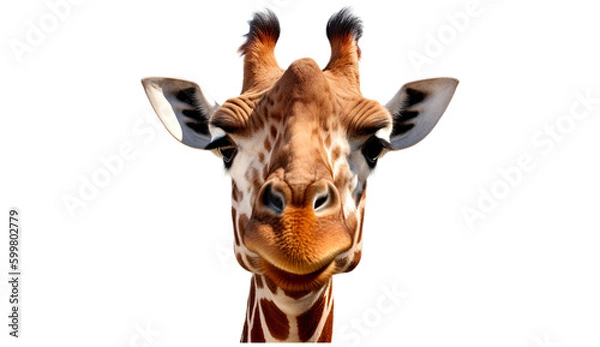 Obraz Giraffe isolated on transparent background. 3D rendering.
