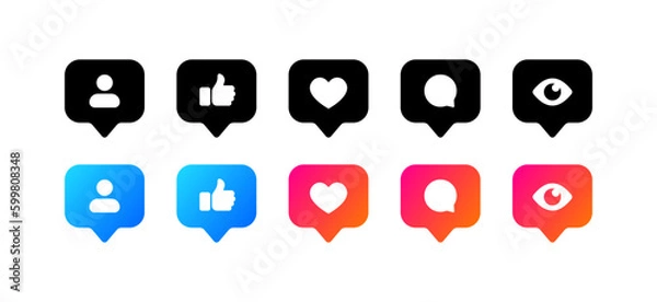 Fototapeta Social media icons. Flat, color, icons for social networks. Vector icons.