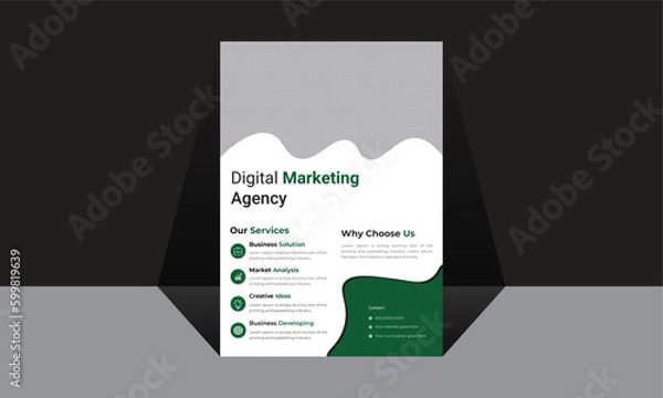 Obraz Flyer Design, Poster, Brochure cover design, A4, Modern design, Brochure cover layout template, Brochure design, A4 Corporate business flyer template design, Cover page, Digital marketing flye
