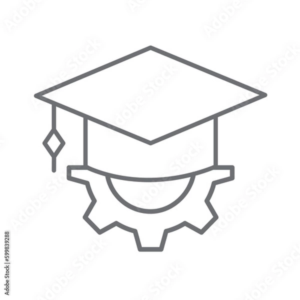 Obraz Vocational education icon with black outline style. black, concept, career, manager, office, compass, thin. Vector Illustration