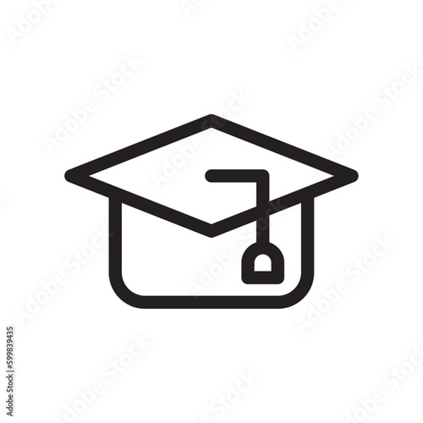 Obraz Motarboard education icon with black outline style. science, college, pen, degree, globe, graphic, image. Vector Illustration