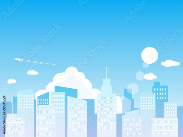 Fototapeta 青空と都市、街並みと風景