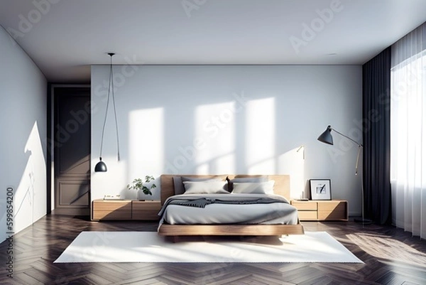 Obraz mock up poster frame in modern interior background, living room, Art Deco style, 3D render, 3D illustration