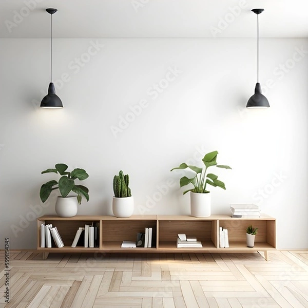 Obraz mock up poster frame in modern interior background, living room, Art Deco style, 3D render, 3D illustration