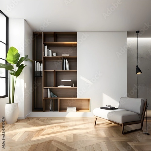 Obraz mock up poster frame in modern interior background, living room, Art Deco style, 3D render, 3D illustration