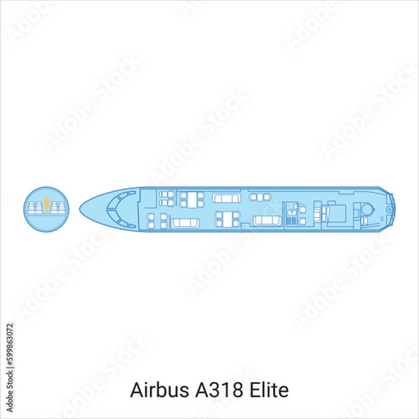 Fototapeta Airbus A318 Elite airplane scheme. Civil Aircraft Guide
