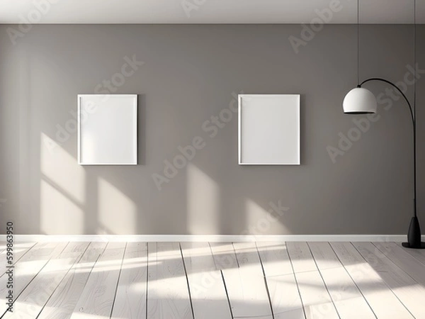 Obraz mock up poster frame in modern interior background, living room, Art Deco style, 3D render, 3D illustration