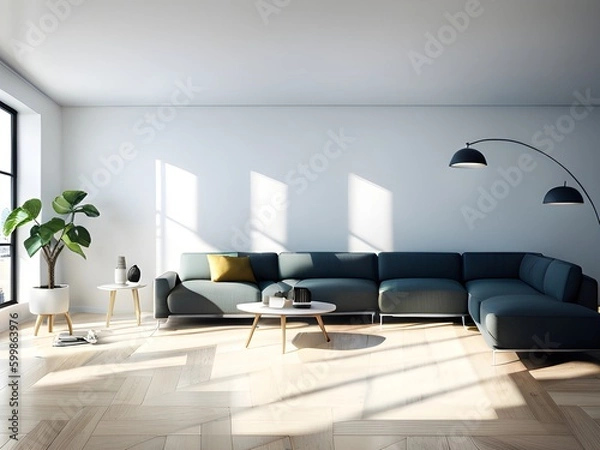Obraz mock up poster frame in modern interior background, living room, Art Deco style, 3D render, 3D illustration