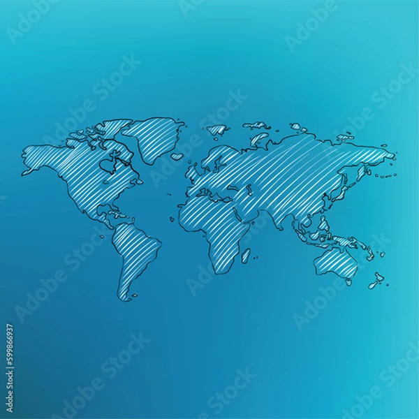 Obraz hand drawn vector world map