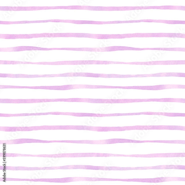 Fototapeta Seamless pattern with violet flowers, purple colored flowers, watercolor flowers and leaves isolated on white background, seamless pattern with flowers on very peri color