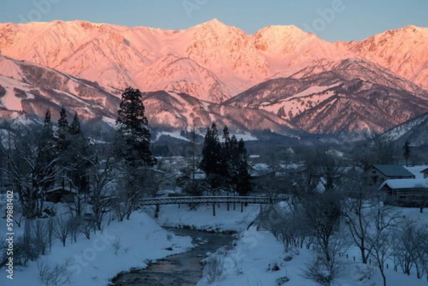 Obraz 長野県白馬村の朝　北アルプス