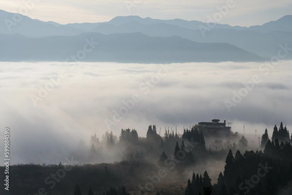 Obraz 新潟県南魚沼市　紅葉と朝焼け雲海5