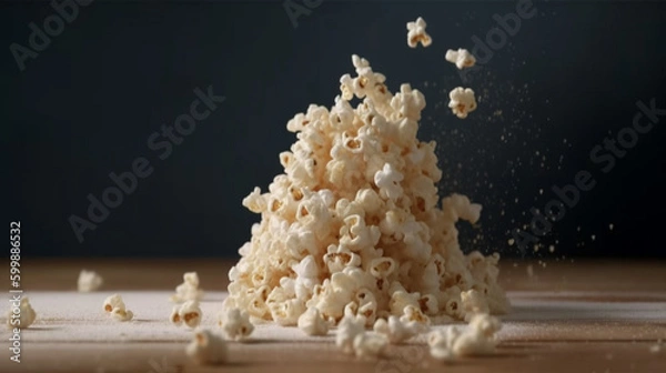 Fototapeta pile of popcorn, popcorn on black background