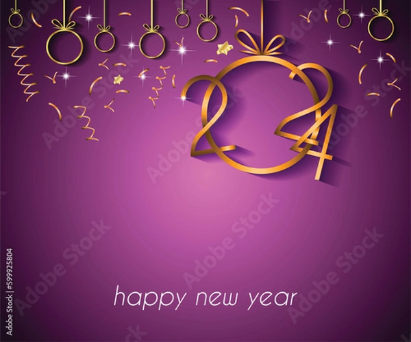 Obraz 2024 Happy New Year background for your seasonal invitations, festive posters, greetings cards.