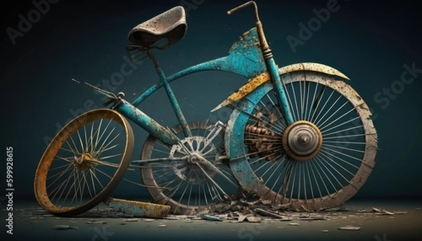 Obraz Old rusty bicycle Generative AI