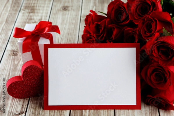 Obraz karta z różami