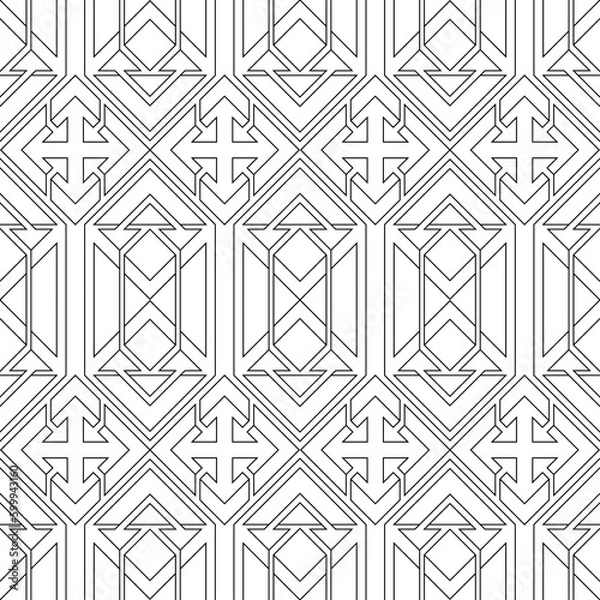 Fototapeta Vector seamless pattern. Modern stylish texture. Monochrome, linear abstract background.